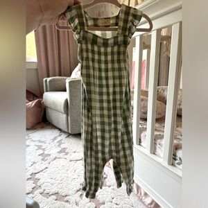 Tullabee Green Checker Romper with adjustable shoulder straps (6/12 month)